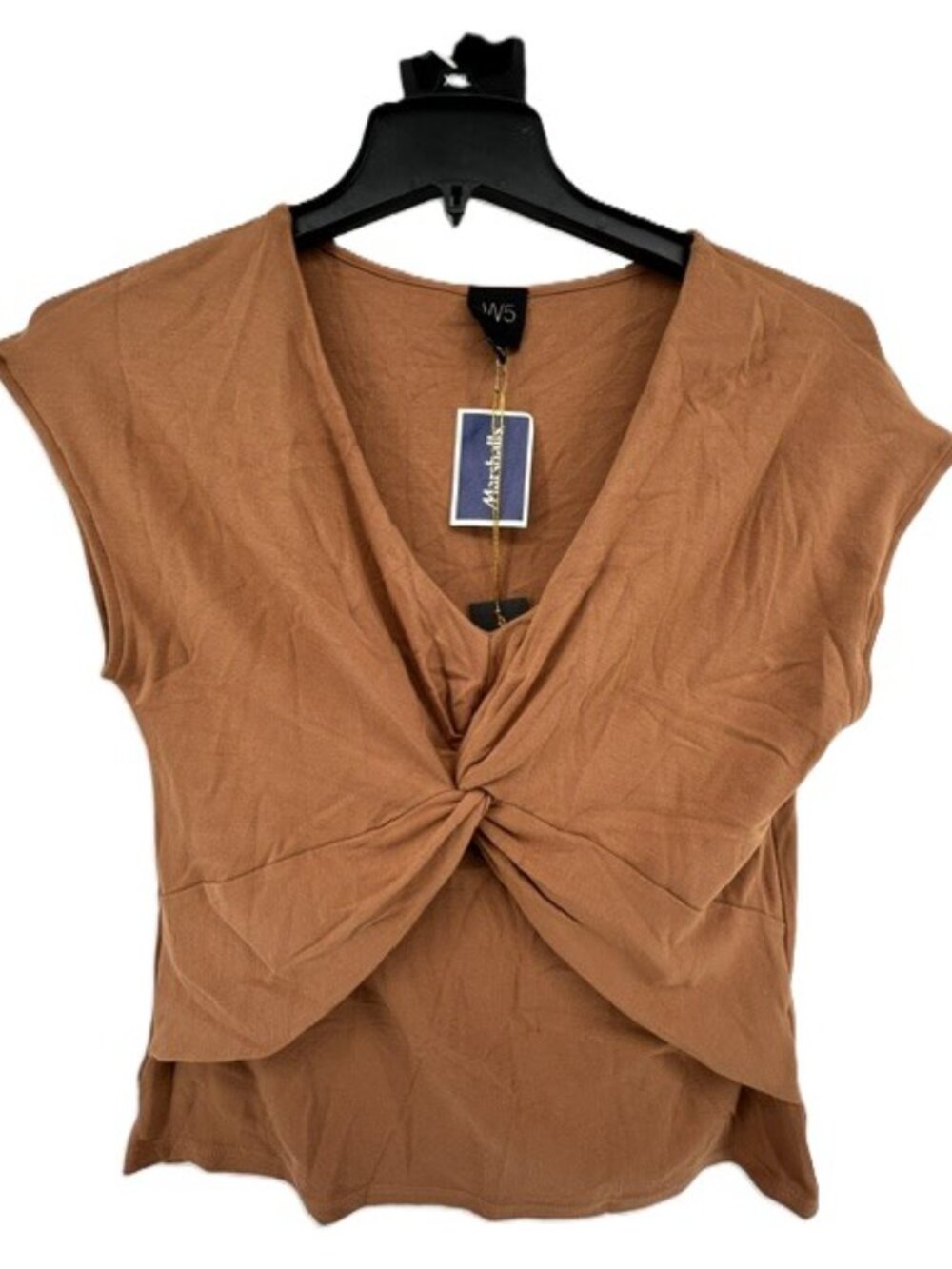W5 by Anthropology Twist Front Crop Top Medium Brown Coquette Stretchy